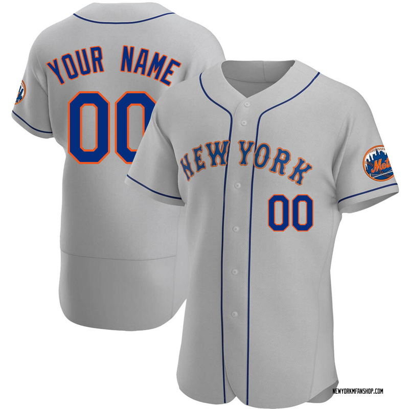 Custom Men's New York Mets Road Jersey - Gray Authentic