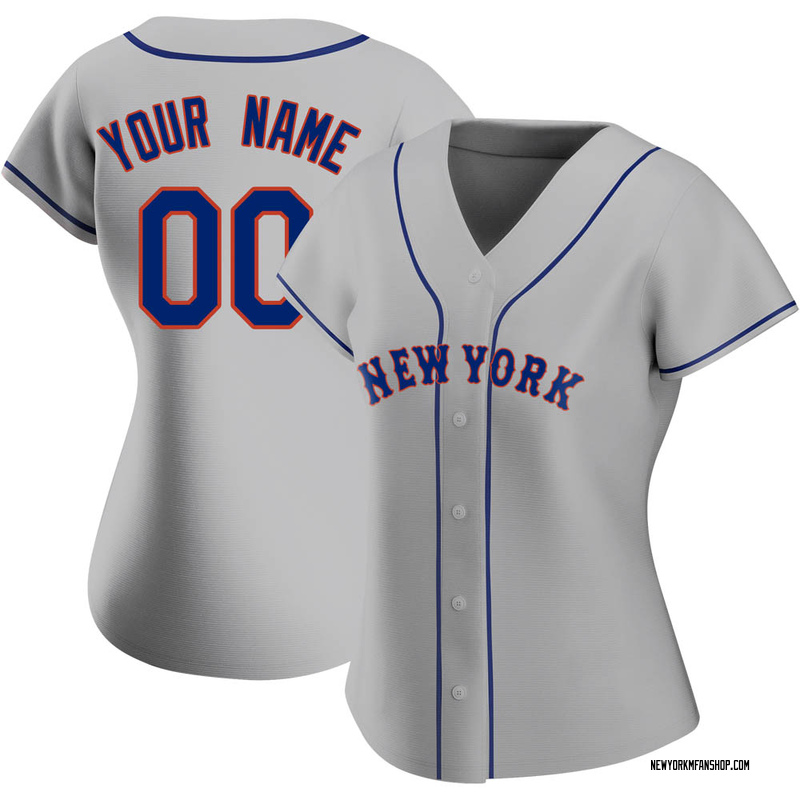 Custom Women's New York Mets Road Jersey - Gray Replica